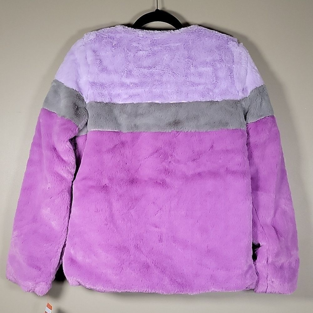 Cat & Jack Girls'chevron Faux Fur Jacket Szxl — image 3 of 7